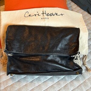 Ceri Hoover Leather Purse w Calfskin hair - storage bag and removable strap
